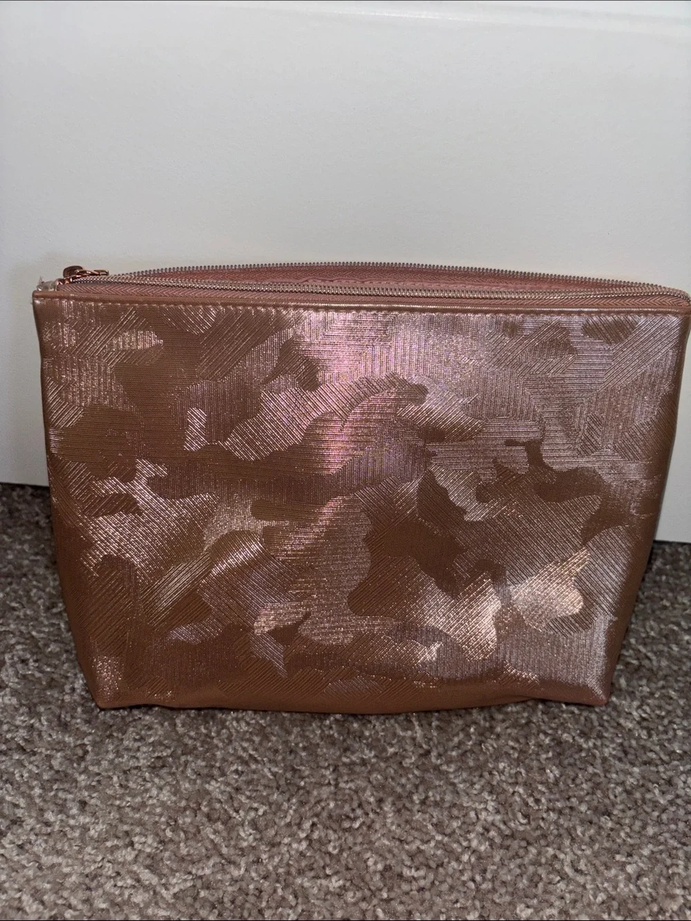 Metallic Rose Gold Cosmetic Pouch